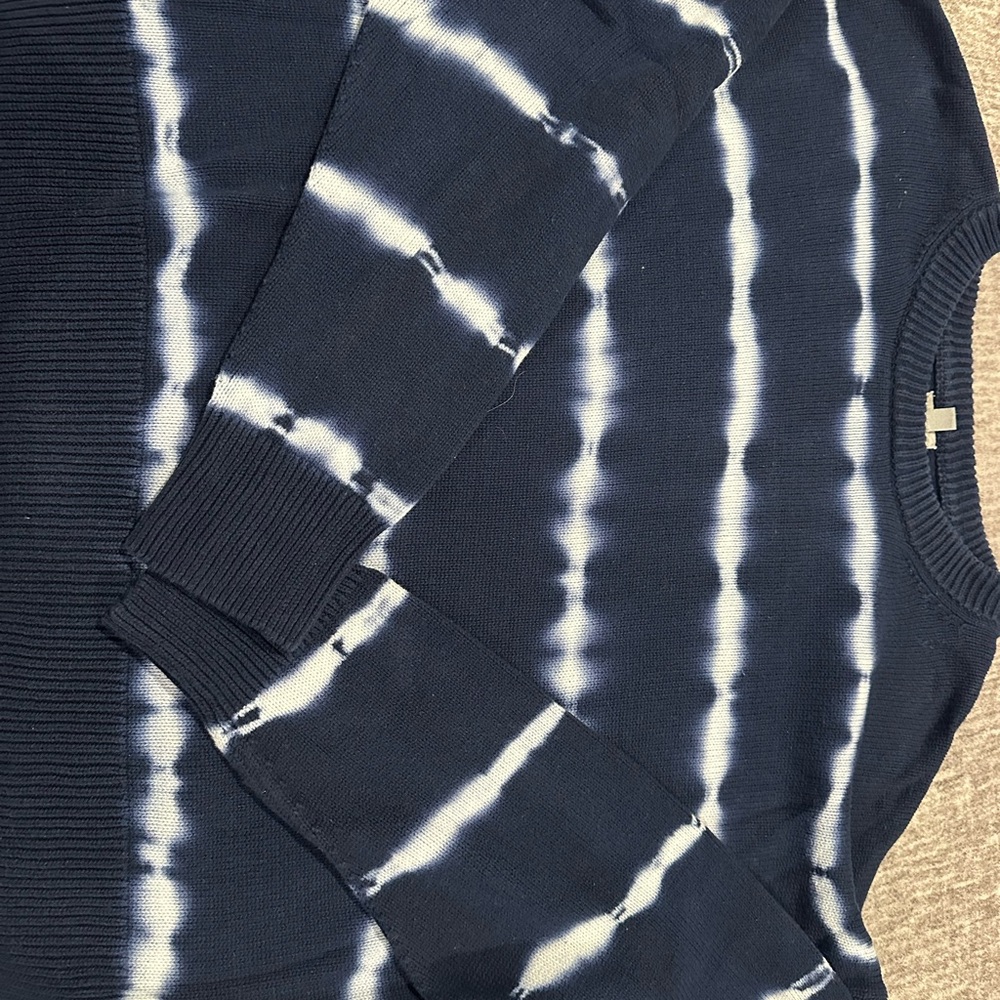Navy and White Tie-Dye Women Sweater